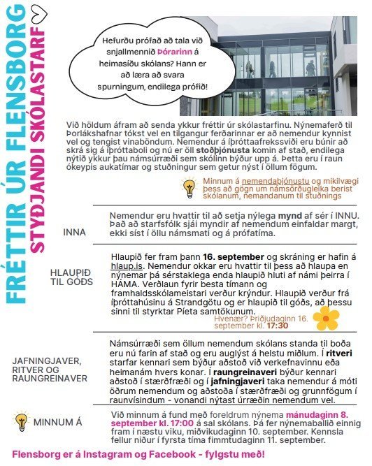 Fréttir úr Flensborg: styðjandi skólastarf og fundur með foreldrum nýnema