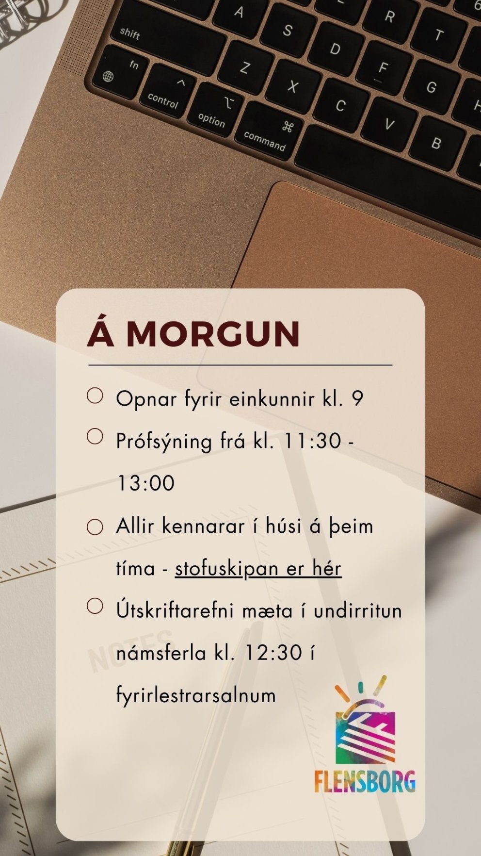 Fréttir úr skólastarfinu - birting einkunna, prófsýning, brautskráning og fleira...